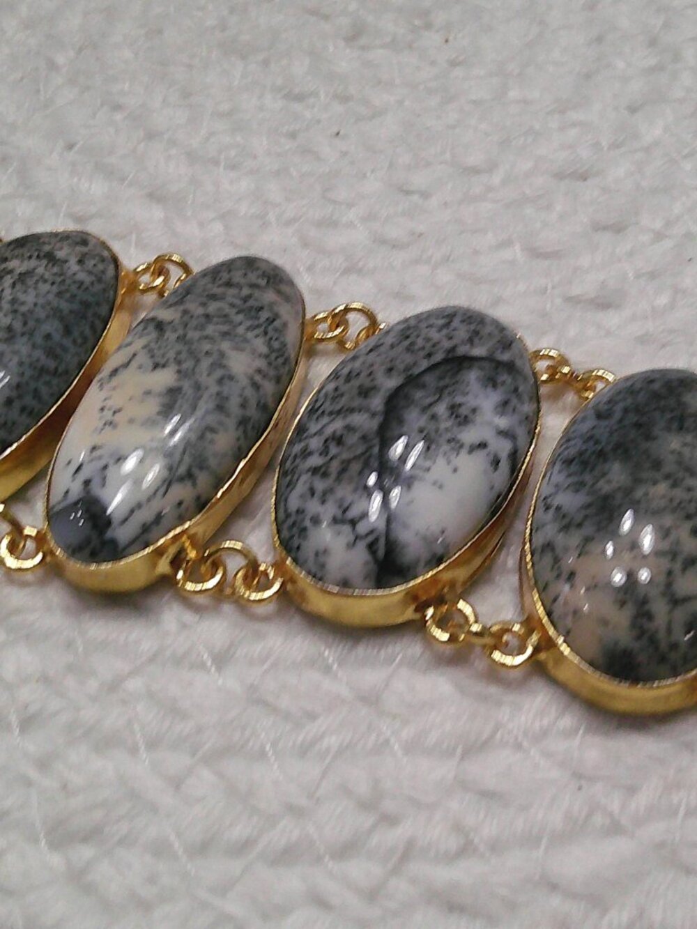 Gorgeous DENDRITE OPAL Handmade Gold Plated Bracelet Size 7" #971E